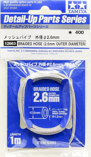 Durite tressée Tamiya 12663, diamètre extérieur 2,6 mm