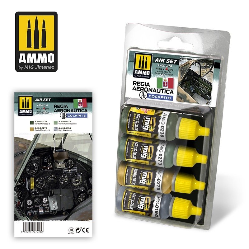 Munitions pour Mig Jimenez 7236 REGIA AERONAUTICA COCKPITS SET 4x17ml