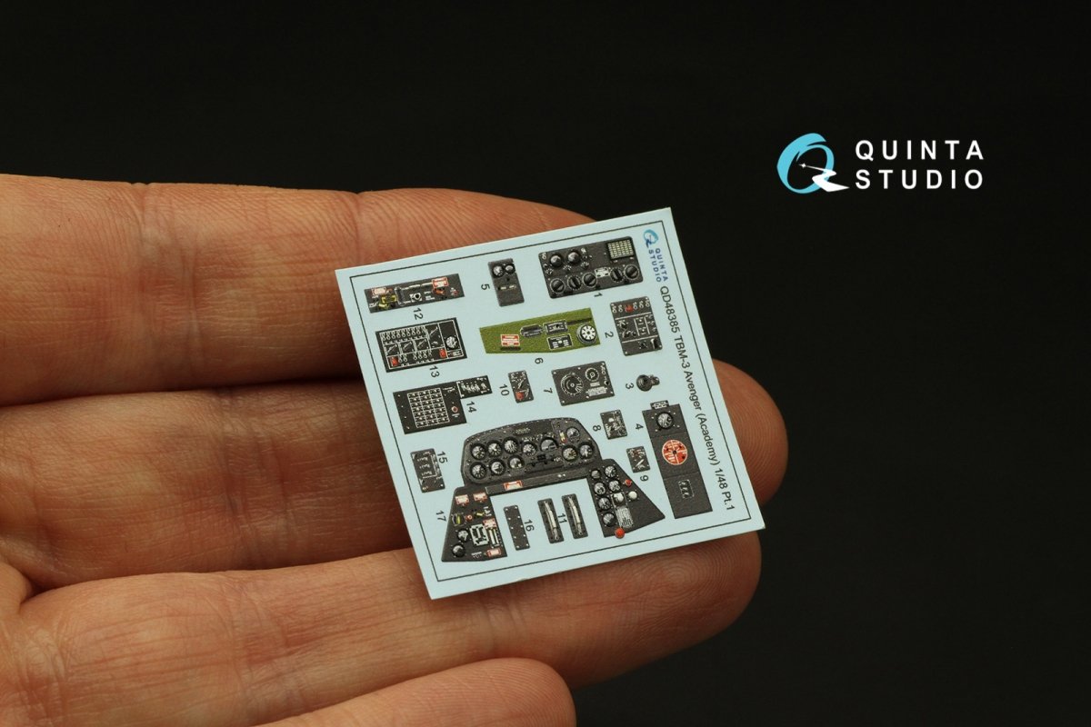 Intérieur imprimé en 3D et coloré sur papier décalcomanie Quinta Studio QD48385 TBM-3 Avenger (Accurate miniatures/Academy) 1/48  – image 3
