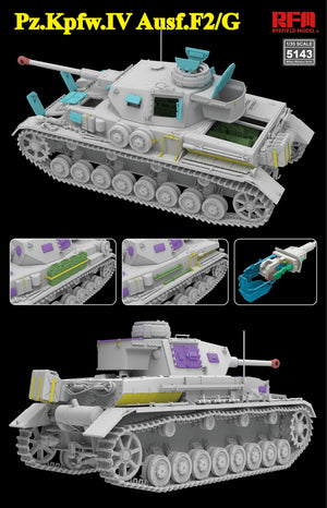 Maquette Rye Field 5143 Pz.Kpfw.IV Ausf.F2/G avec moteur et chenilles fonctionnelles, échelle 1/35 – image 2