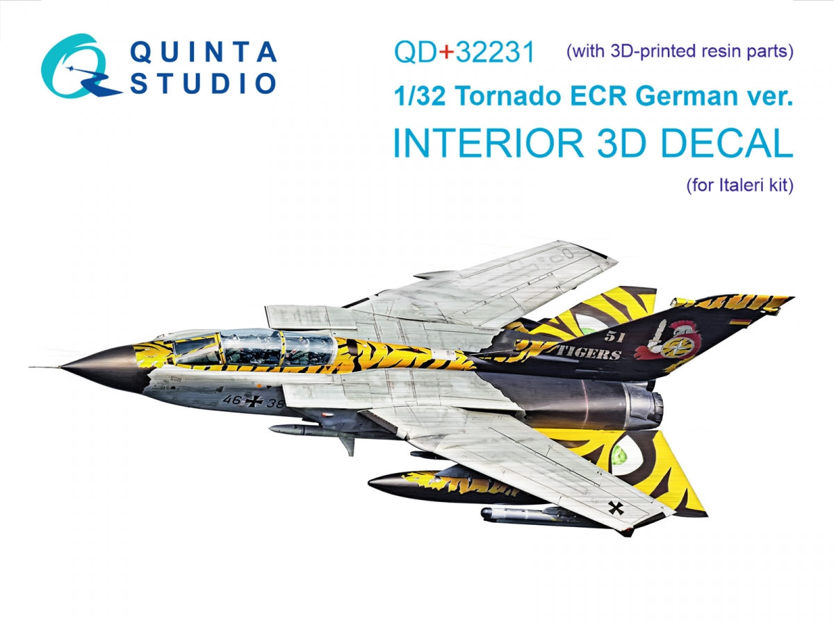 Intérieur imprimé en 3D et coloré sur papier décalcomanie (Italeri) de la Quinta Studio QD+32231 Tornado ECR (avec pièces en résine imprimées en 3D) à l'échelle 1/32