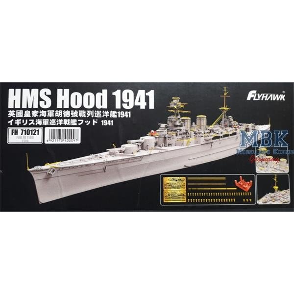 Planches de photodécoupe FlyHawk pour maquette FH710121 HMS Hood 1941 (pour FH1160) à l'échelle 1/700