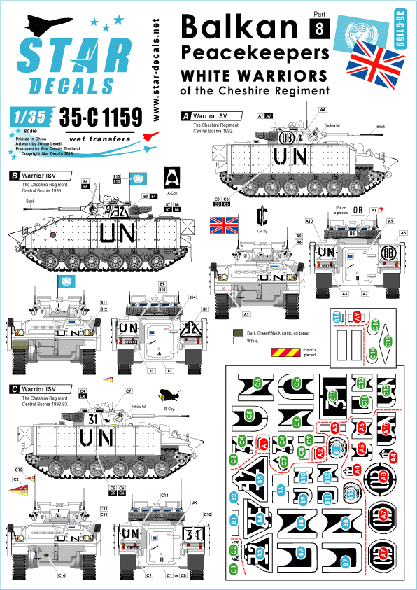 Star Decals 35-C1159 Casques bleus des Balkans n° 8. Guerriers blancs 1/35