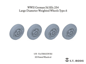 E.T. Model P35-106 WWII German Sd.Kfz.234 Large Diameter Weighted Wheels Type.6 1/35