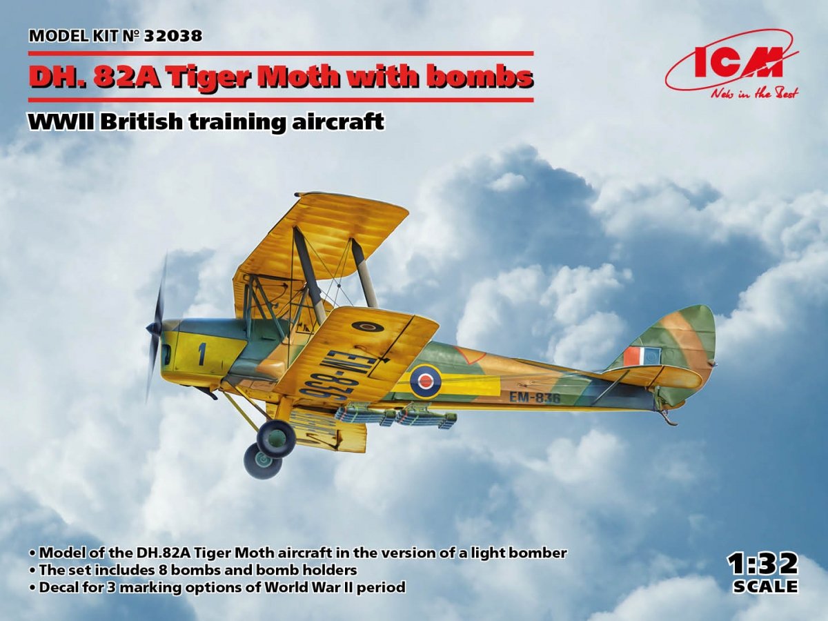ICM 32038 DH. 82A Tiger Moth avec bombes 1/32