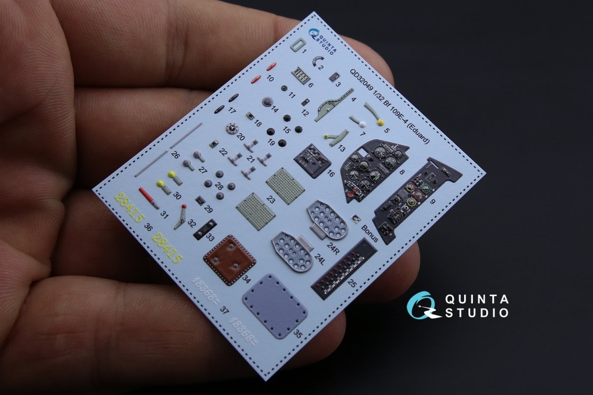 Intérieur imprimé en 3D et coloré sur papier décalcomanie Quinta Studio QD32049 Bf 109E-4 (pour kit Eduard) 1/32 – image 4