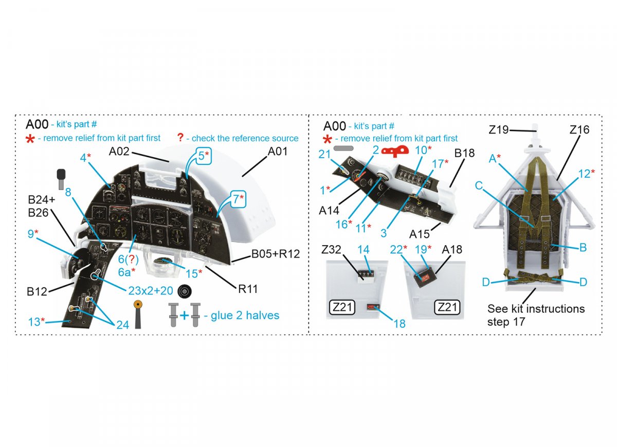Intérieur imprimé en 3D et coloré sur papier décalcomanie pour Hawker Typhoon (Airfix) - Quinta Studio QD24002 (Porte de voiture) - Échelle 1/24 – immagine 12