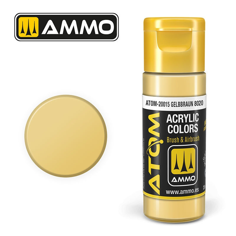 AMMO of Mig Jimenez 20015 ATOM COLOR Gelbbraun 8020 20ml
