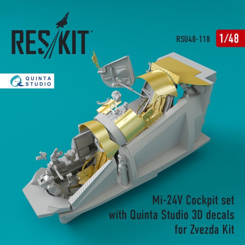 RESKIT RSU48-0118 Mi-24 V Kit cockpit avec décalcomanies 3D Quinta Studio pour kit Zvezda 1/48