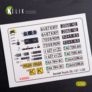 KELIK K35002 Décalcomanies 3D intérieures et extérieures pour maquettes au 1/35