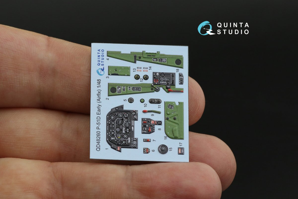 Intérieur imprimé en 3D et coloré sur papier décalcomanie Quinta Studio QD48260 P-51D Early (Airfix) 1/48 – Bild 8