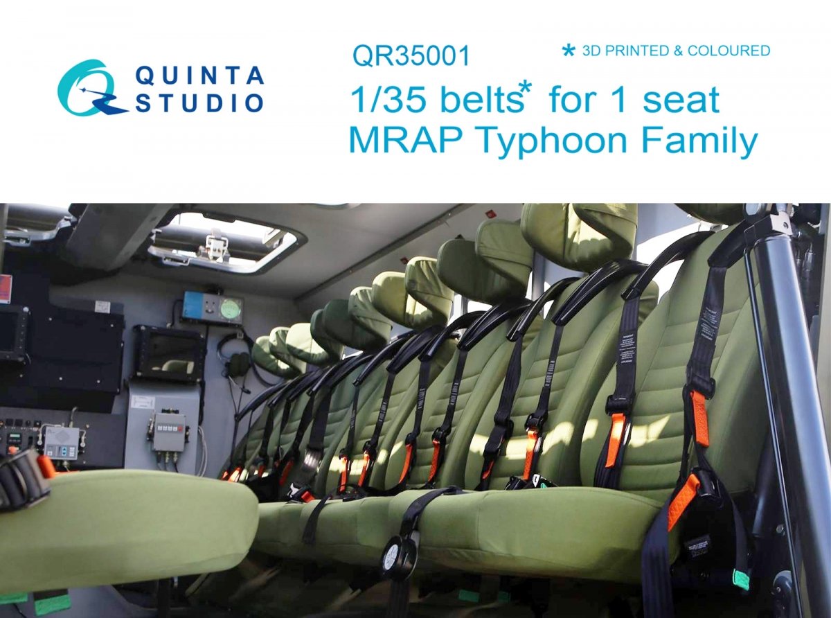 Ceintures pour 1 siège de la famille MRAP Typhoon (réf. Quinta Studio QR35001), imprimées en 3D et colorées sur papier décalcomanie (pour tous les kits), échelle 1/35.