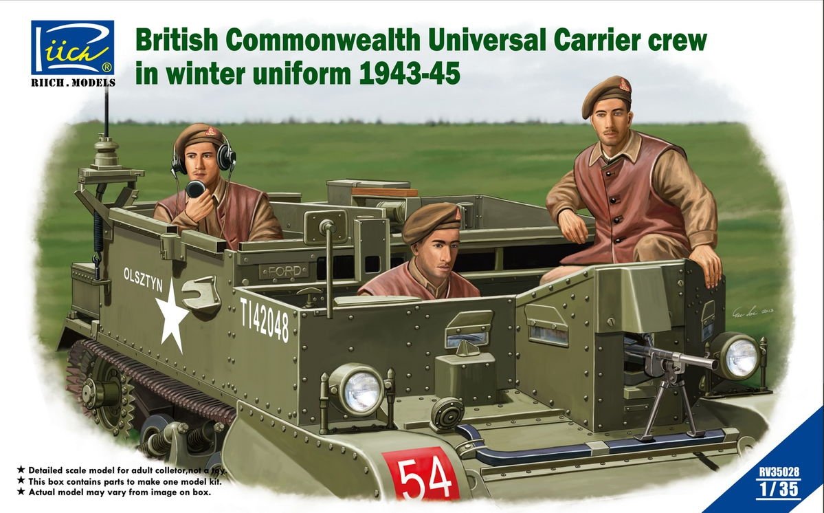 Maquette Rich Models RV35028 Équipage du transporteur universel britannique et du Commonwealth en uniforme d'hiver 1943-1945 1/35