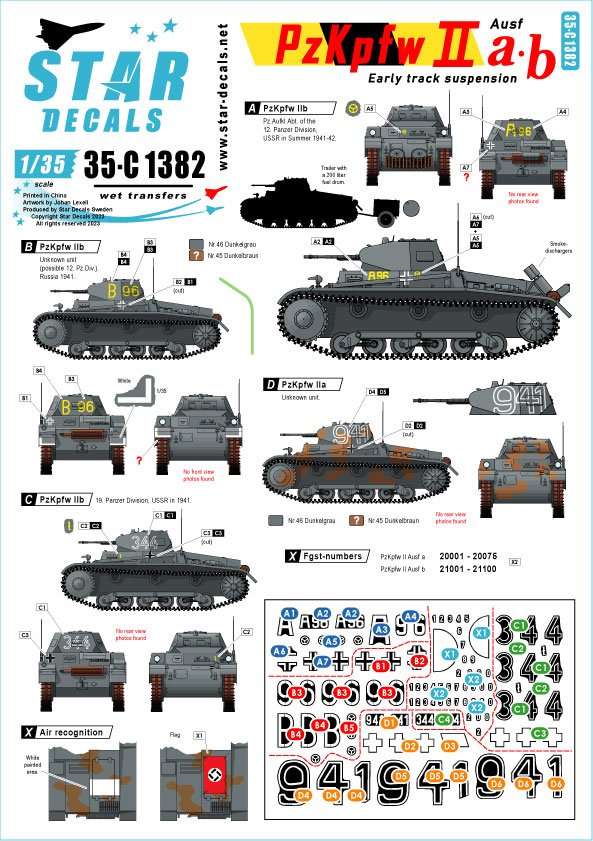 Star Decals 35-C1382 PzKpfw II Ausf a / b Pz II avec la suspension de chenilles primitive 1/35