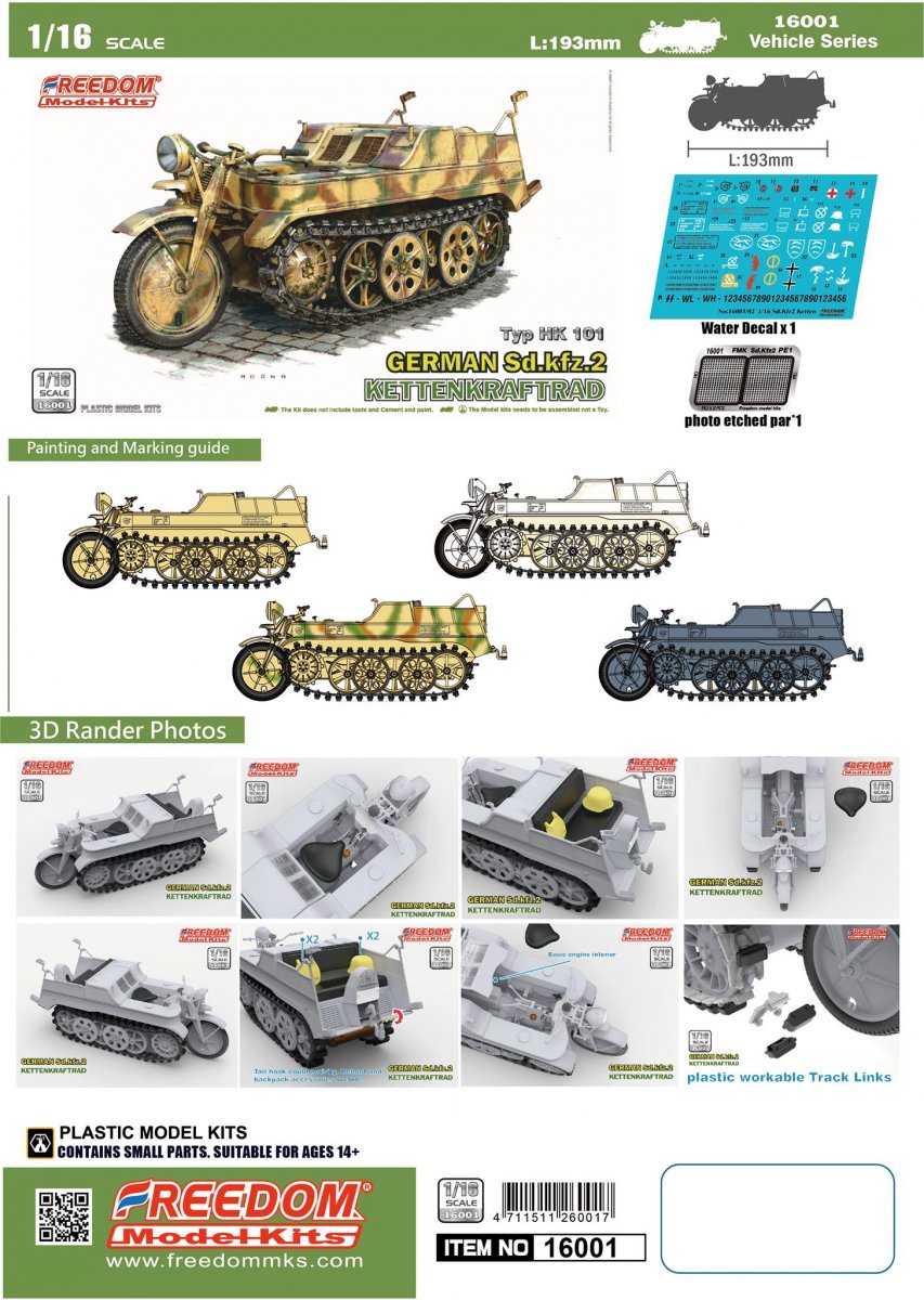 Liberté 16001 Sd.Kfz. 2 Kettenkraftrad Type HK 101 1/16 – Bild 2
