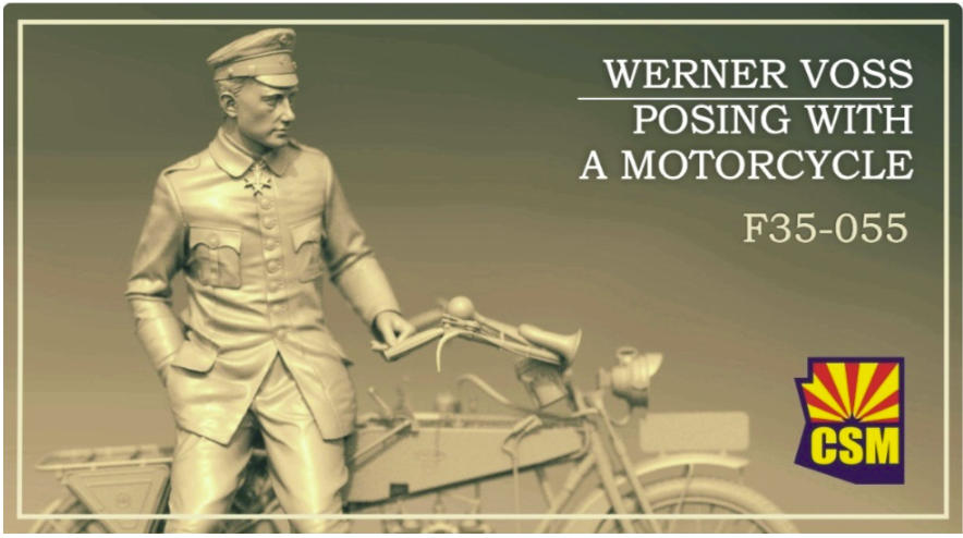 Copper State Models F35-055 Werner Voss posant avec une moto (moto non incluse) 1/35
