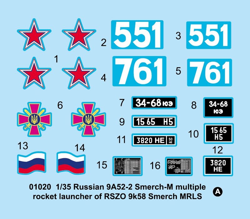 Trumpeter 01020 Lance-roquettes multiple russe 9A52-2 Smerch M de RSZO 9k58 Smerch MRLS – Bild 5