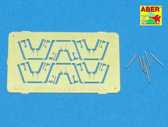 Aber 350L-46 Ensemble de 6 canons Flak 28 de 4 cm avec boucliers pour la marine allemande (1/350)