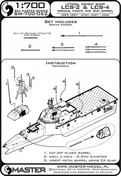 Maquette SM-700-052 Master SM-700-052 de la classe Independence des navires de combat littoral (LCS-2, LCS-4) - antennes, mâts et canon Mk110 (Bofors) de 57 mm/70 au 1/700 – immagine 3