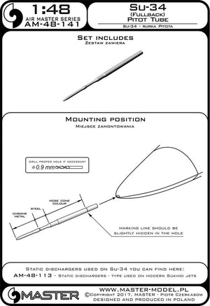 Tube Pitot Master AM-48-141 Su-34 (Fullback) (1/48) – image 4