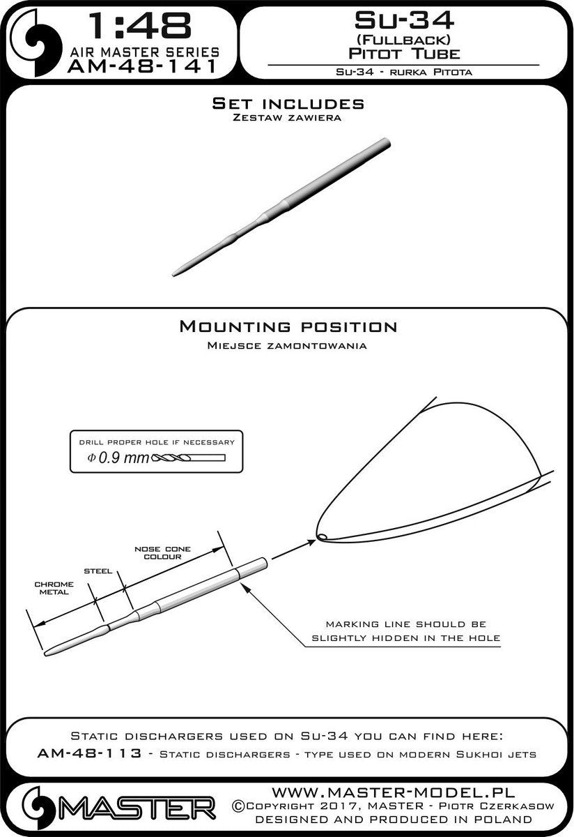 Tube Pitot Master AM-48-141 Su-34 (Fullback) (1/48) – image 4