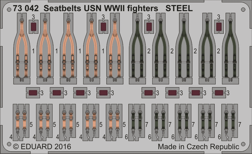 Ceintures de sécurité Eduard 73042, avions de chasse USN de la Seconde Guerre mondiale, acier, échelle 1/72 
