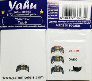 Yahu YMA7362 Yakovlev Yak-9 - Instrumet Panel (for Valom / Dako and Zvezda Kits) 1/72