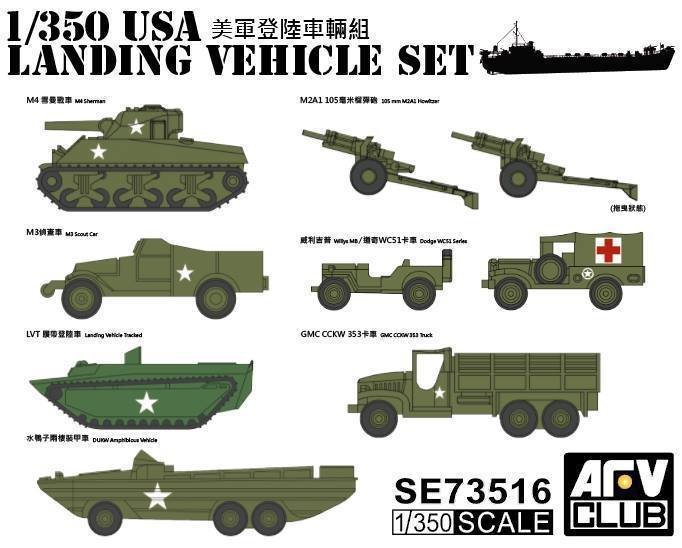 AFV Club SE73516 USA Ensemble de véhicules d&amp;#39;atterrissage 1/350