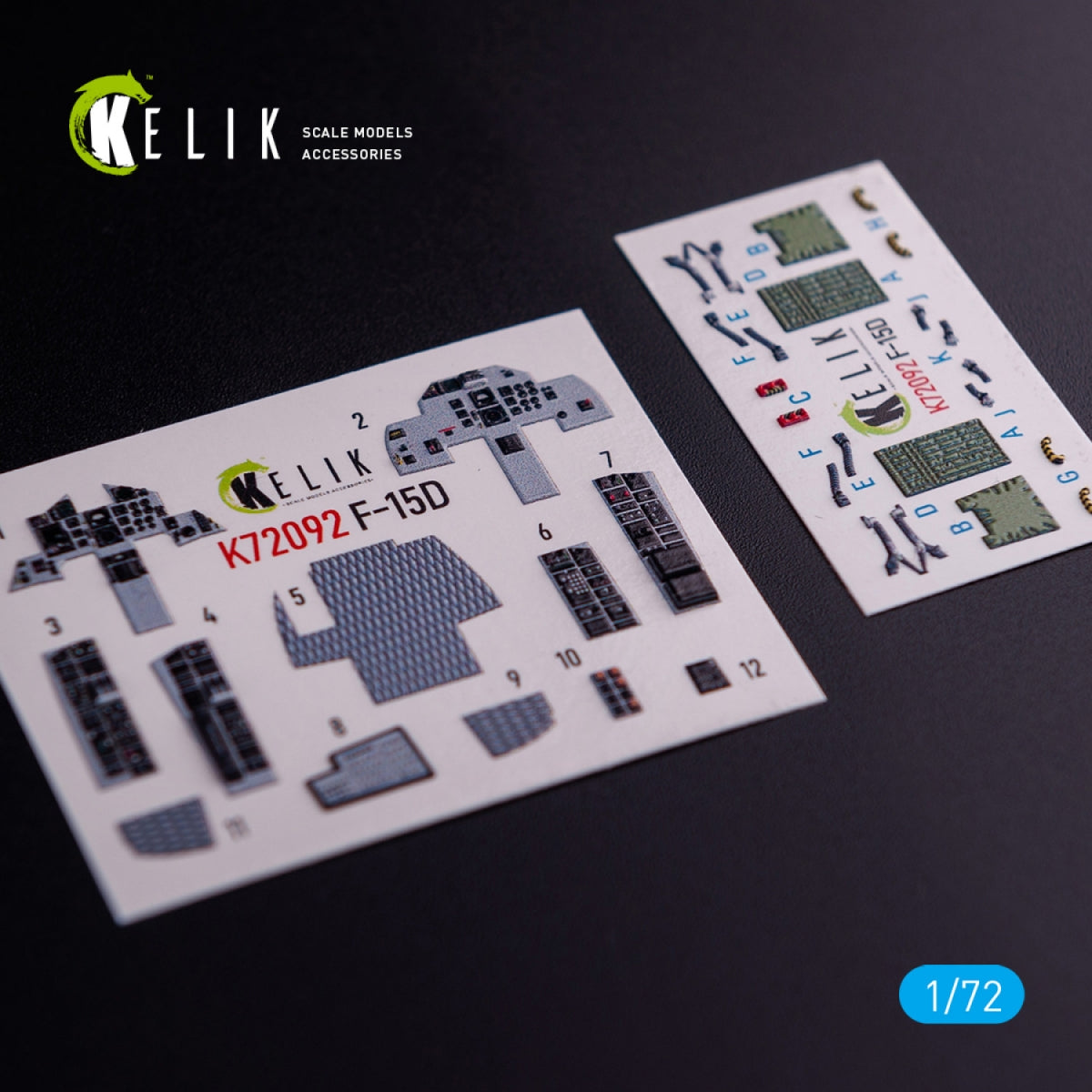 KELIK K72092 F-15D - décalcomanies 3D intérieures pour kit FineMolds au 1/72
