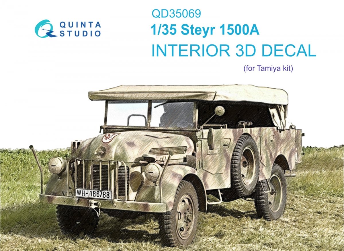 Quinta Studio QD35069 Steyr 1500A 3D-Printed &amp; colored Interior on decal paper (Tamiya) 1/35
