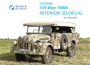 Intérieur imprimé en 3D et coloré sur papier décalcomanie Quinta Studio QD35069 Steyr 1500A (Tamiya) 1/35