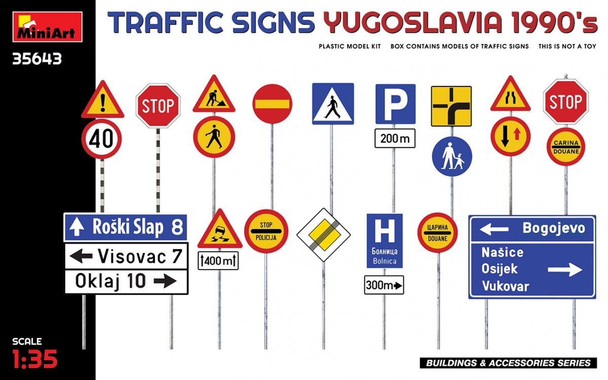 MiniArt 35643 TRAFFIC SIGNS. YUGOSLAVIA 1990's 1/35