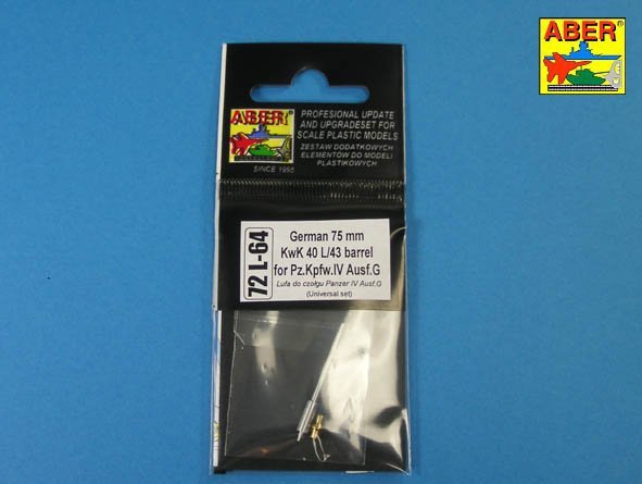 Aber 72L-64 Canon allemand de 75 mm KwK 40 L/43 pour Pz.Kpfw.IV Ausf.G (1/72)