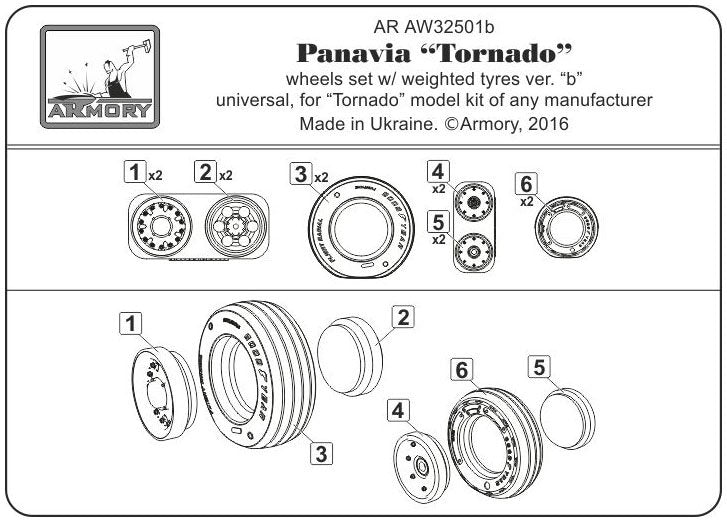 Roues Armory Models AW32501b Panavia Tornado, avec pneus type « b » (GY) 1/32 – image 6