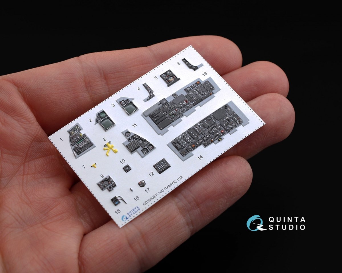 Intérieur imprimé en 3D et coloré sur papier décalcomanie Quinta Studio QD32003 F-16C (pour maquette Tamiya) 1/32  – image 2