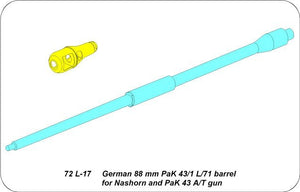 Aber 72L-17 Lufa 88mm PaK43/1 L/71 do działa Nashorn i PaK 43 / German 88mm PaK43/1 L/71 barrel for Nashorn and PaK43A/Tgun 1/72 – zdjęcie 4