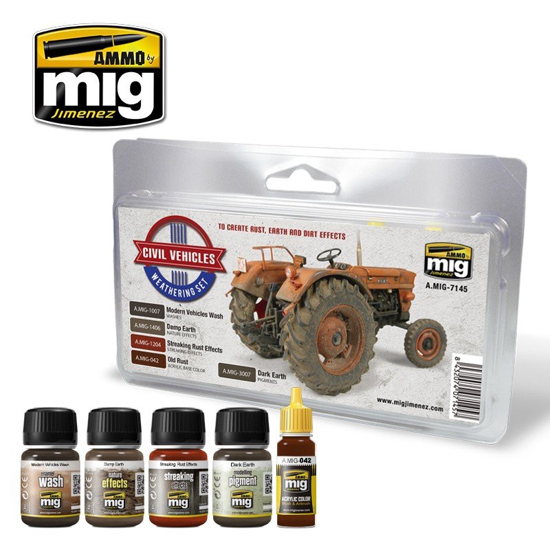 AMMO de Mig Jimenez 7145 KIT DE VIEILLISSEMENT POUR VÉHICULES CIVILS 