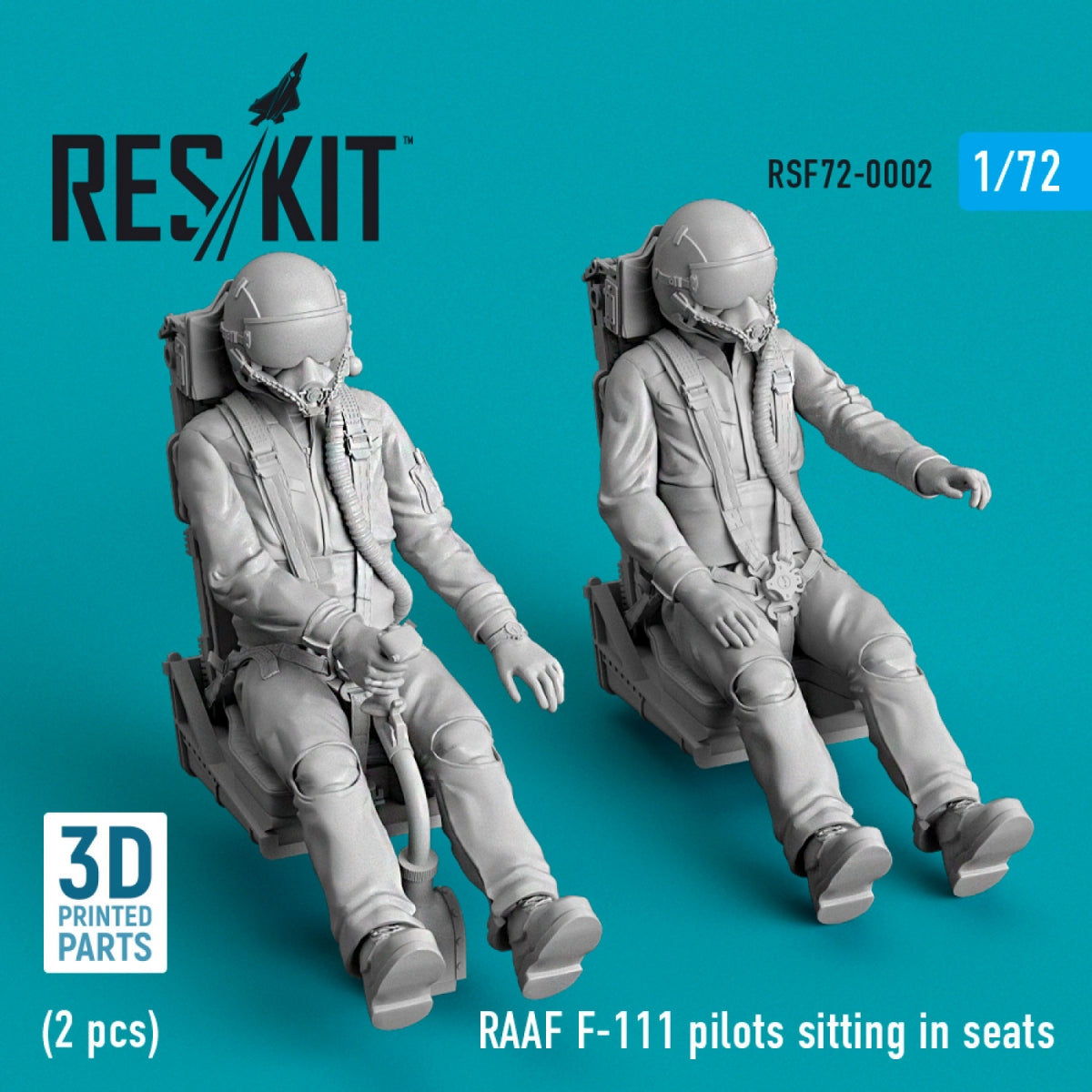 RESKIT RSF72-0002 PILOTES DE F-111 DE LA RAAF ASSIS SUR LEURS SIÈGES (2 PIÈCES) (IMPRIMÉ EN 3D) 1/72 
