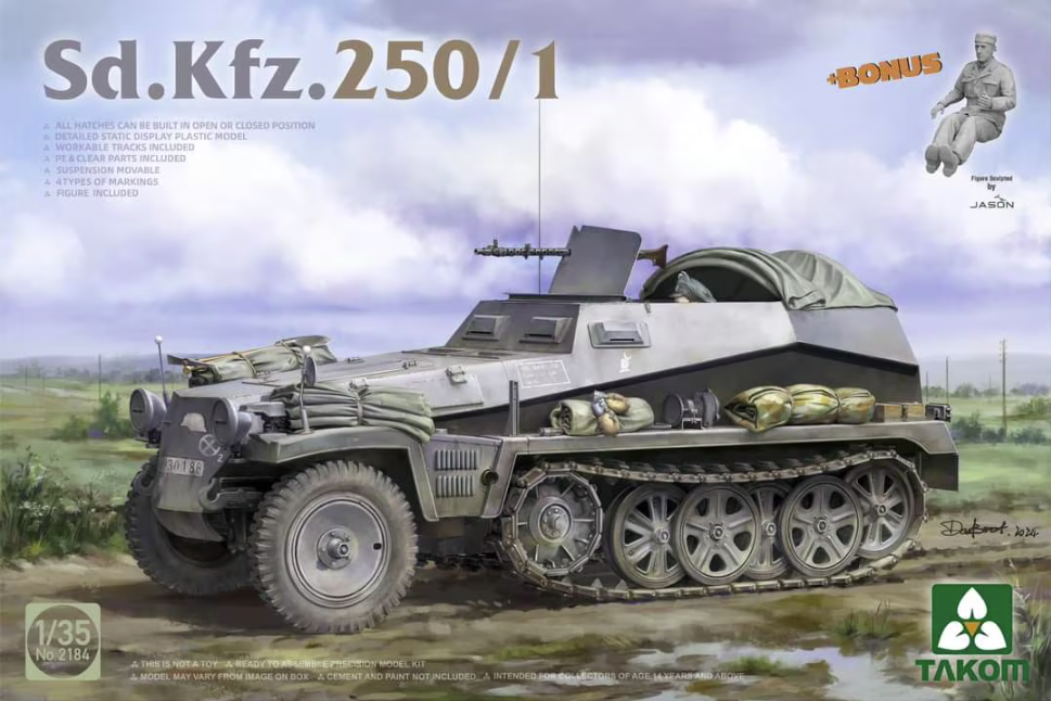 Takom 2194W Sd.Kfz 250/1 + Sd.Kfz 250/3 Greif Rommel Command Half-Track + 1/16 Erwin Rommel 1/35 – Bild 3