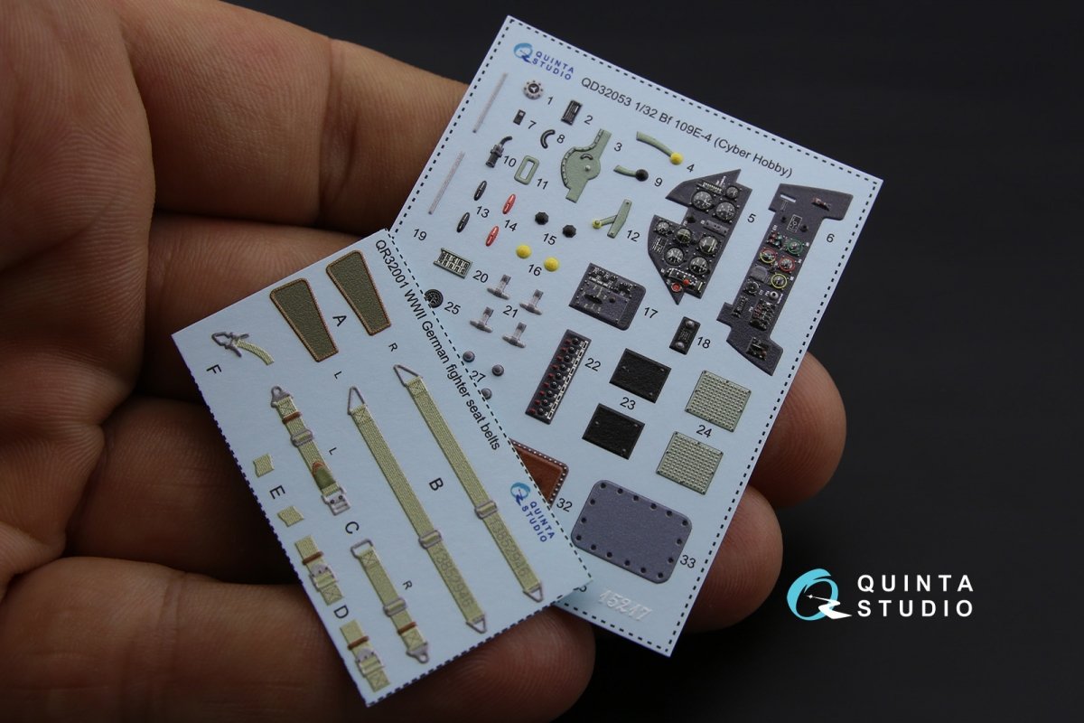 Quinta Studio QD32053 Bf 109E-4 3D-Printed &amp;amp; coloured Interior on decal paper (for Cyber-hobby/Dragon kit) 1/32 – zdjęcie 3
