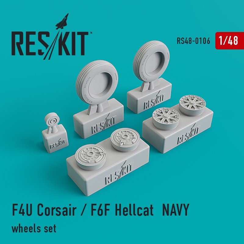 RESKIT RS48-0106 F4U Corsair / F6F Hellcat Ensemble de roues de la Marine au 1/48