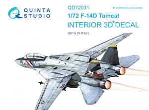 Intérieur imprimé en 3D et coloré sur papier décalcomanie Quinta Studio QD72031 F-14D (GWH) 1/72