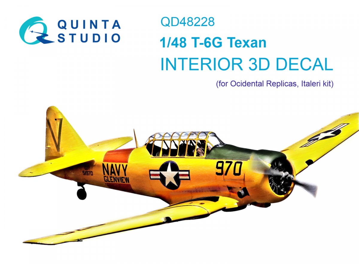 Intérieur imprimé en 3D et coloré sur papier décalcomanie Quinta Studio QD48228 T-6G (Italeri) 1/48