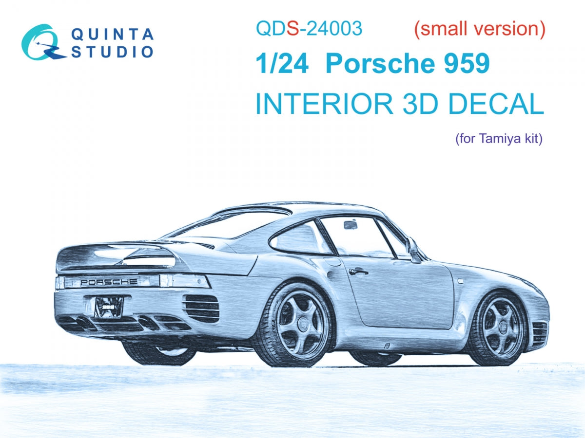 Quinta Studio QDS-24003 Porsche 959 3D-Printed & coloured Interior on decal paper (Tamiya) (Small version) 1/24