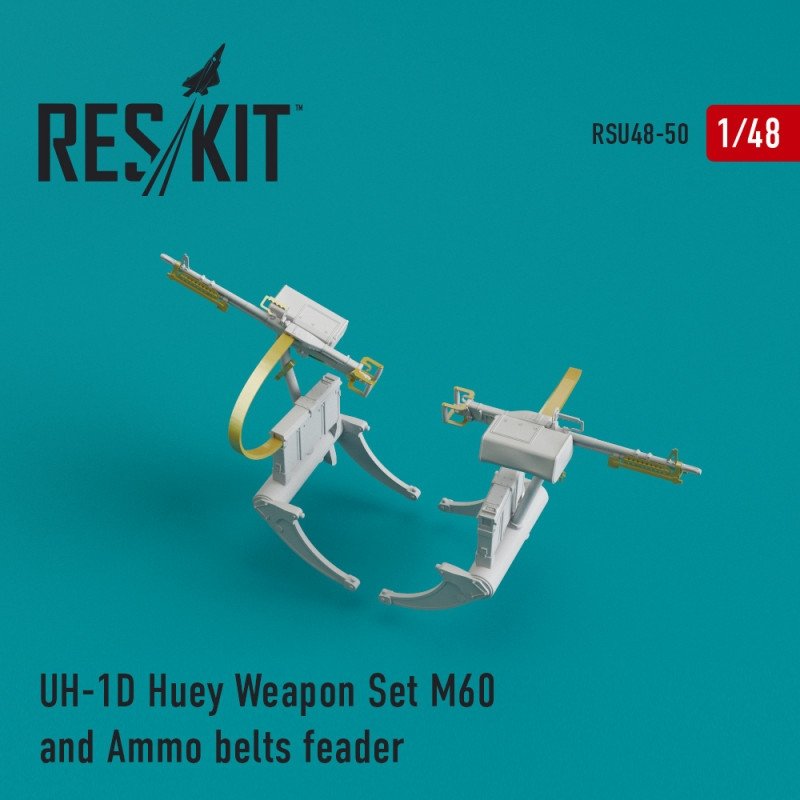 RESKIT RSU48-0050 UH-1D Huey : Ensemble d&amp;#39;armement M60 et chargeur de bandes de munitions 1/48
