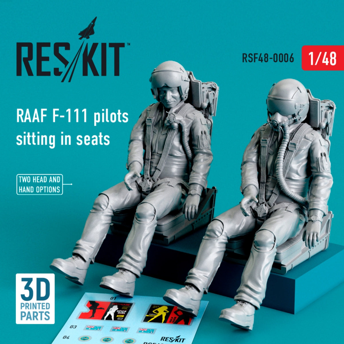 RESKIT RSF48-0006 PILOTES DE F-111 DE LA RAAF ASSIS SUR LEURS SIÈGES (2 PIÈCES) (IMPRIMÉ EN 3D) 1/48 – image 2