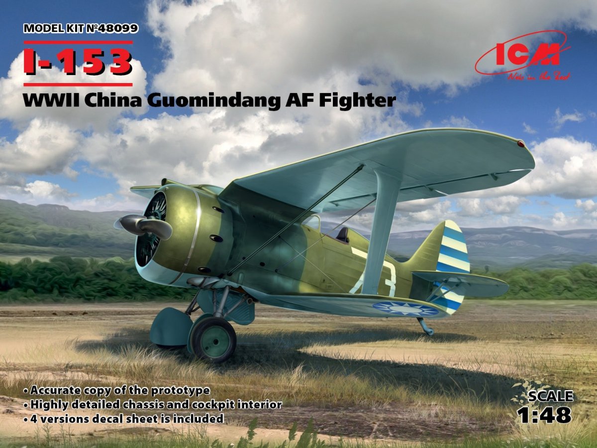 ICM 48099 I-153, Chasseur de l&amp;#39;armée de l&amp;#39;air chinoise Guomindang de la Seconde Guerre mondiale, échelle 1/48