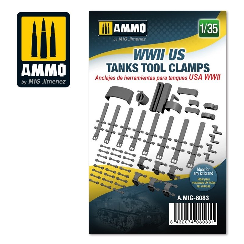 Munitions de Mig Jimenez 8083, pinces à outils pour chars américains de la Seconde Guerre mondiale, échelle 1/35