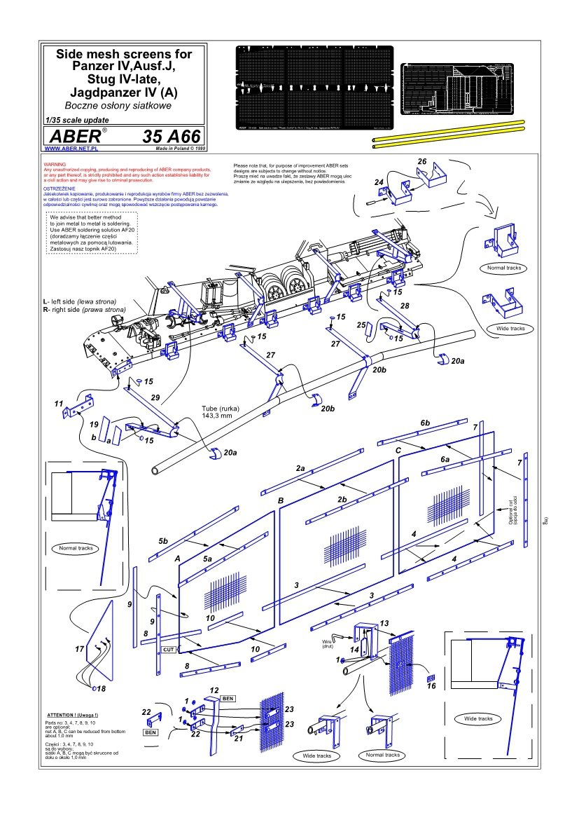 Aber 35A066 Grilles latérales pour Pz.IV, Jagdpanzer IV (A), Stug.IV - version tardive (1/35) – Bild 3
