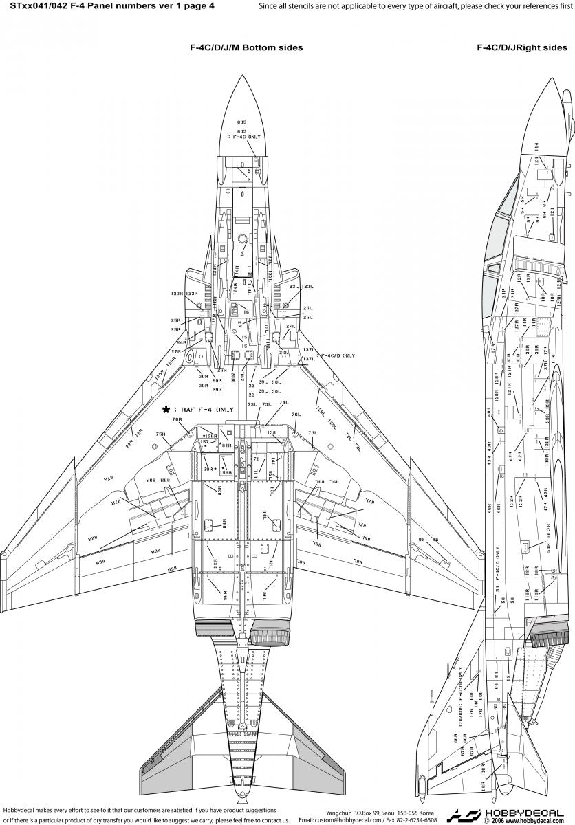 HobbyDecal ST32041V1 Numéros de panneau F-4 Police de pochoir noire version 1 1/32 – immagine 6